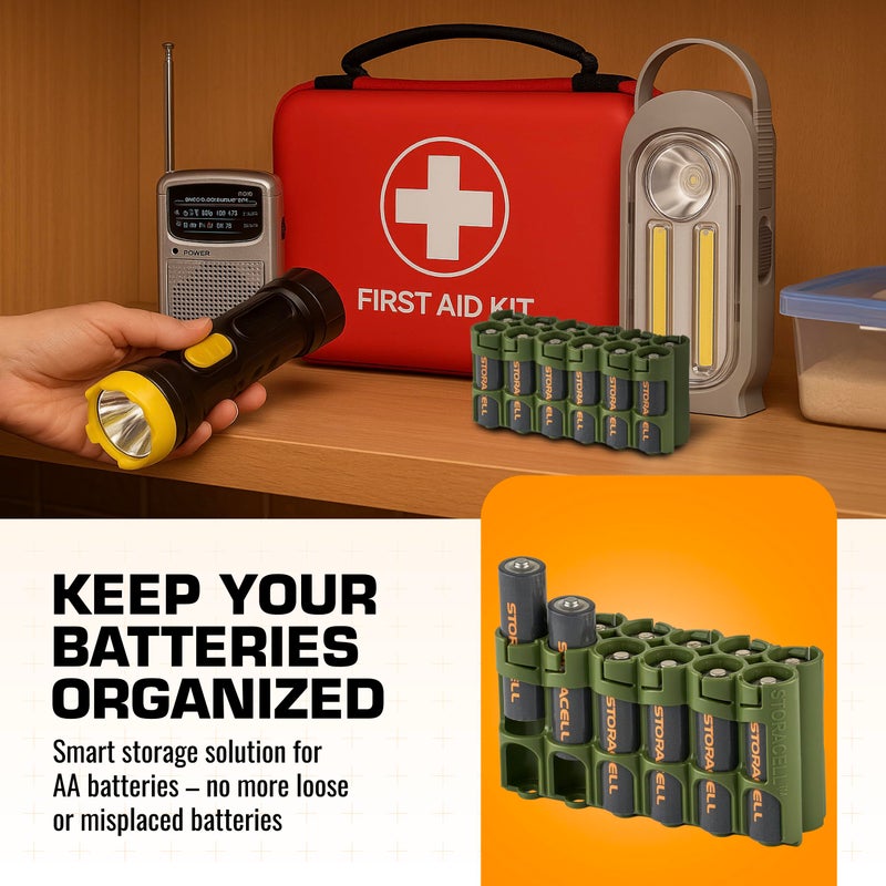 Storacell AA Battery Storage Caddy by Storacell, Military Green, Holds 12 Batteries (Not included) - Image 2